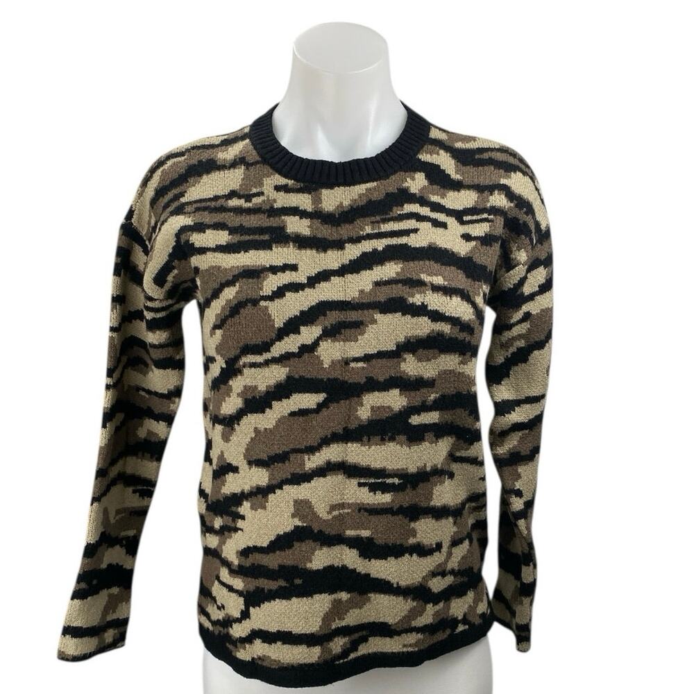 Philosophy Women's Black Camo Army Military Long Sleeve Sweater Top Size S